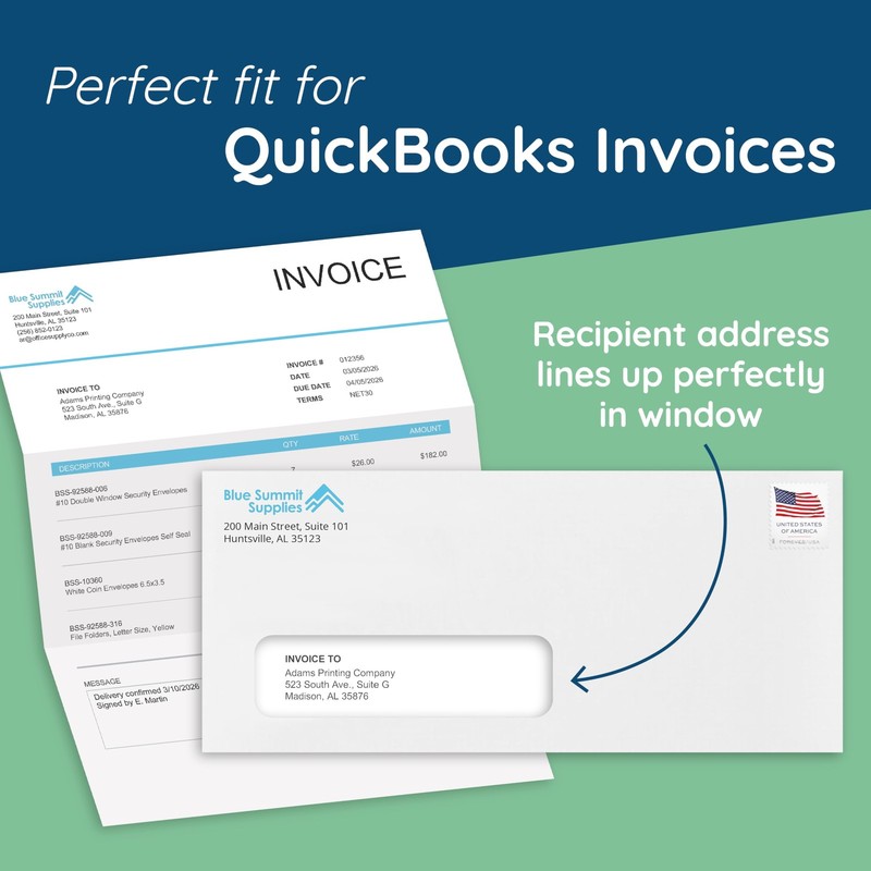 500 Left Window Envelopes Self Seal #10 Security Tint 4 1/8 x 9 1/2 Inches gallery