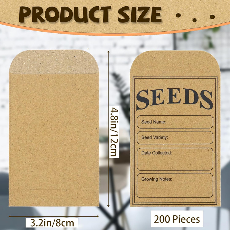 200 Pieces Seed Saving Envelopes, 3.2X4.8 Inch Seed Packets Envelope, Sealing Kr gallery