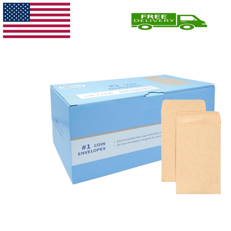 Budgenix 1000 Pcs Small Coin Envelopes 2.25″ x 3.5″ with Gummed Flap, Brown K…