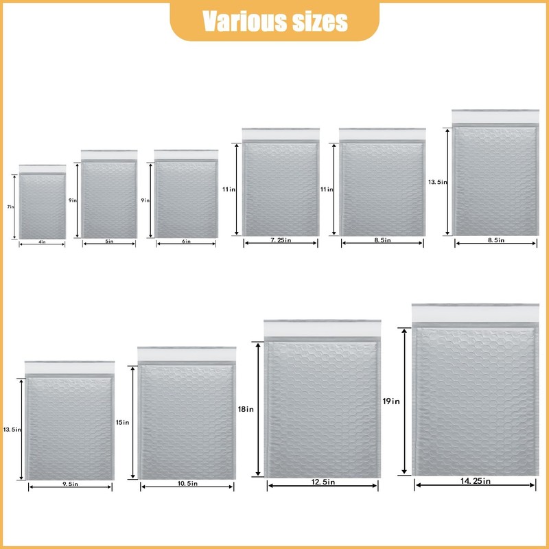 PRIMPKG 8.5in x 11in Bubble Mailer, Gray Poly Mailer, Padded Envelope, Shippi... gallery