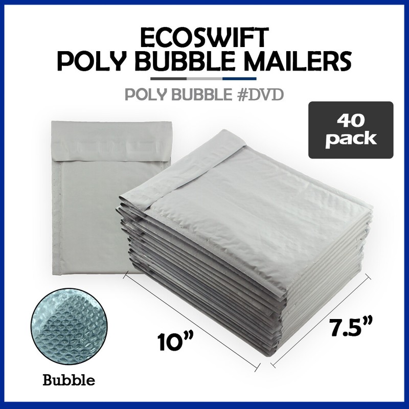 40 #0 7.5×10 “EcoSwift” Brand Poly Bubble Mailers Padded Envelope DVD 7.5 x 10