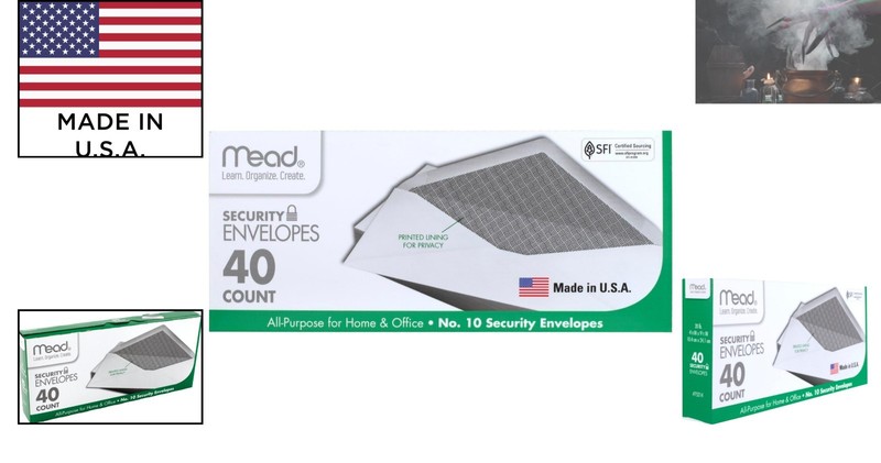 All-Purpose White Envelopes with Security Lining - 4-1/8" x 9-1/2", 40 Count gallery