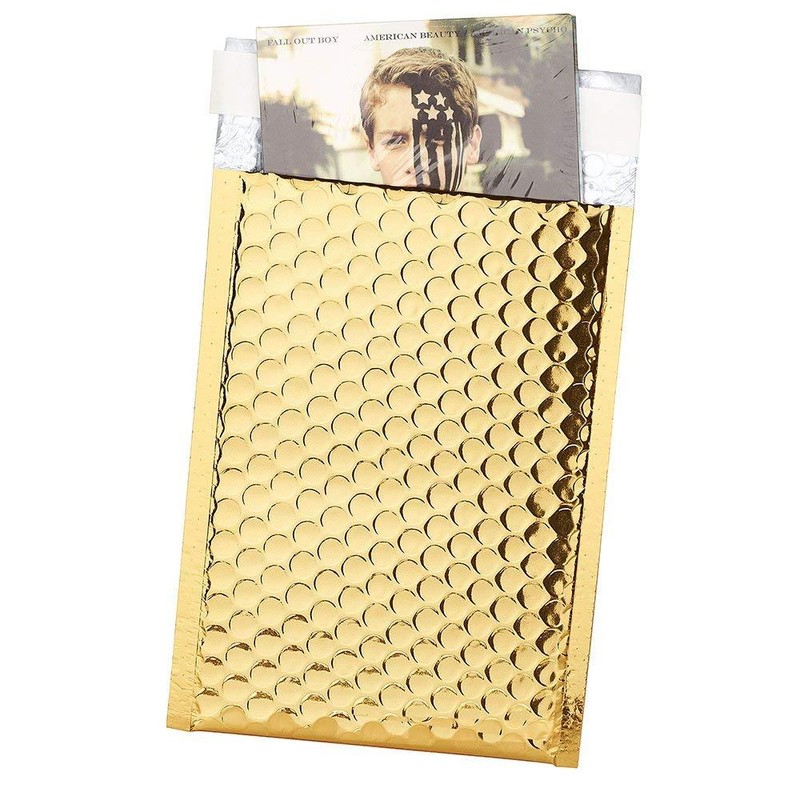 25 Extra Wide #0 Metallic Gold Poly Bubble Mailers 6.5" x 10" Perfect for DVD CD gallery