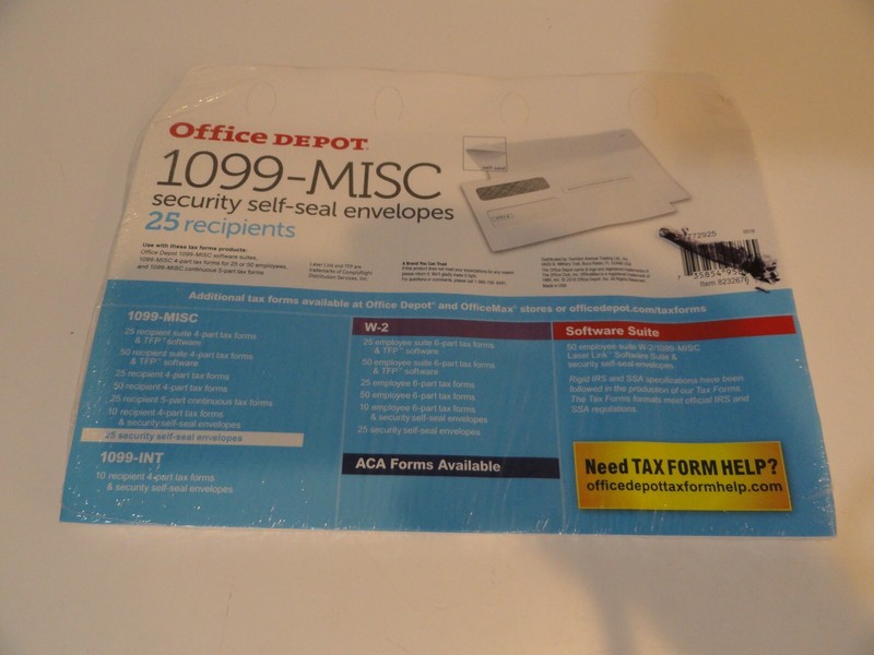 Office Depot Security Self-Seal Double Window Envelopes 25-pack Tax Forms 9-1/4″