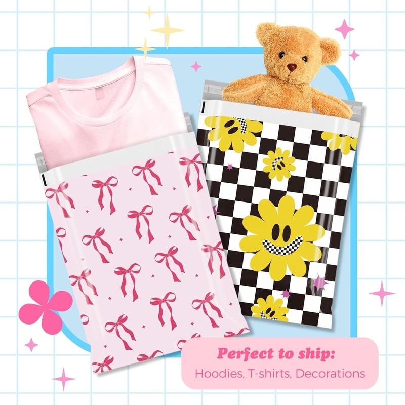 50Pcs Stylish Self-Seal Poly Mailers 10x13 Inch for Small Business - Pink Bows gallery