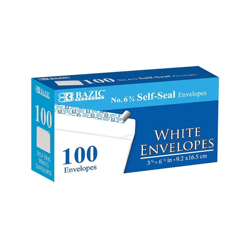 Windowless Self-Sealing White Envelopes - 3 5/8" x 6 1/2", 100 Count gallery