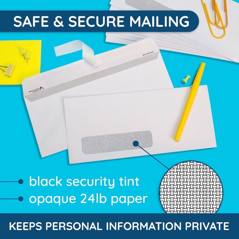 500 Left Window Envelopes Self Seal #10 Security Tint 4 1/8 x 9 1/2 Inches gallery