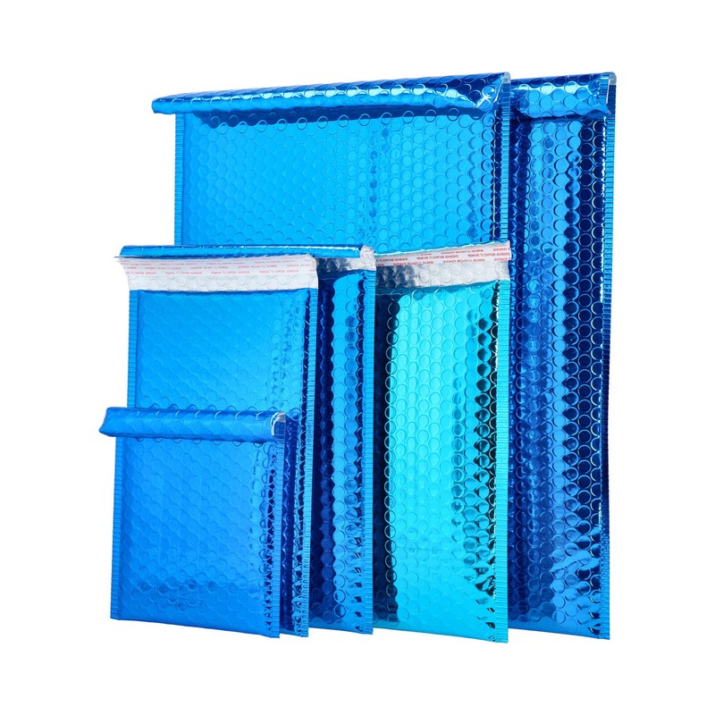 7.5 x 11 Glamour Metallic Blue Poly Bubble Mailers Padded Envelope 250 Pcs