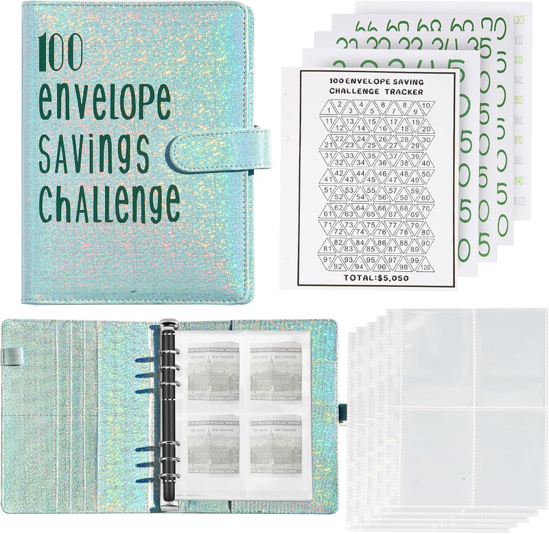 100 Envelopes Money Saving Challenge Binder, save 5050 Dollars 100 Day Envelope