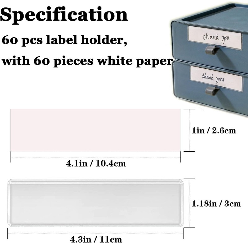 Owl Focus Label Holders Adhesive Shelf Tag Clear 1x4.1''(60pcs), Transparent gallery