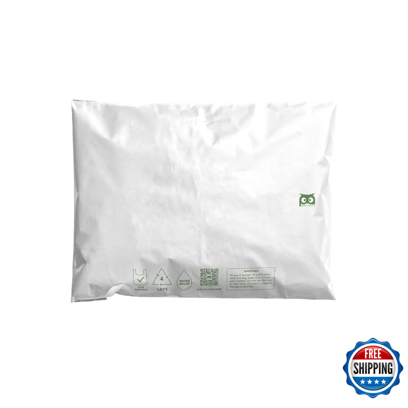 Owlpack Eco Friendly 2 Mil Plain White Recycled Mailers 12 X 15.5 Pack Of 1000