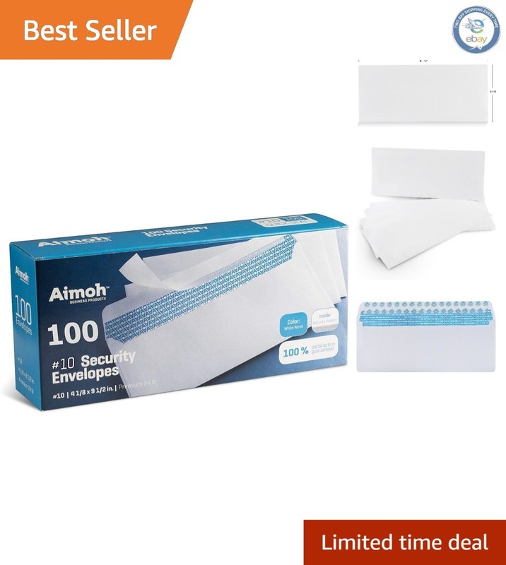100 White Security Envelopes – Self-Seal Closure & Tint for Confidential Mail
