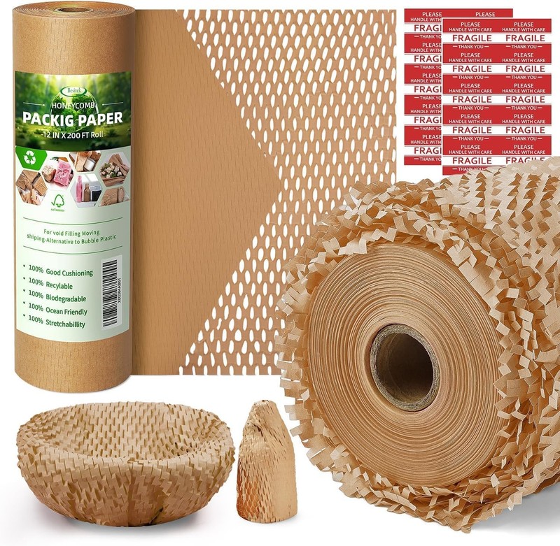 Honeycomb Packing Paper,12 inch x 200 ft Bubble Cushioning Wrap Packing