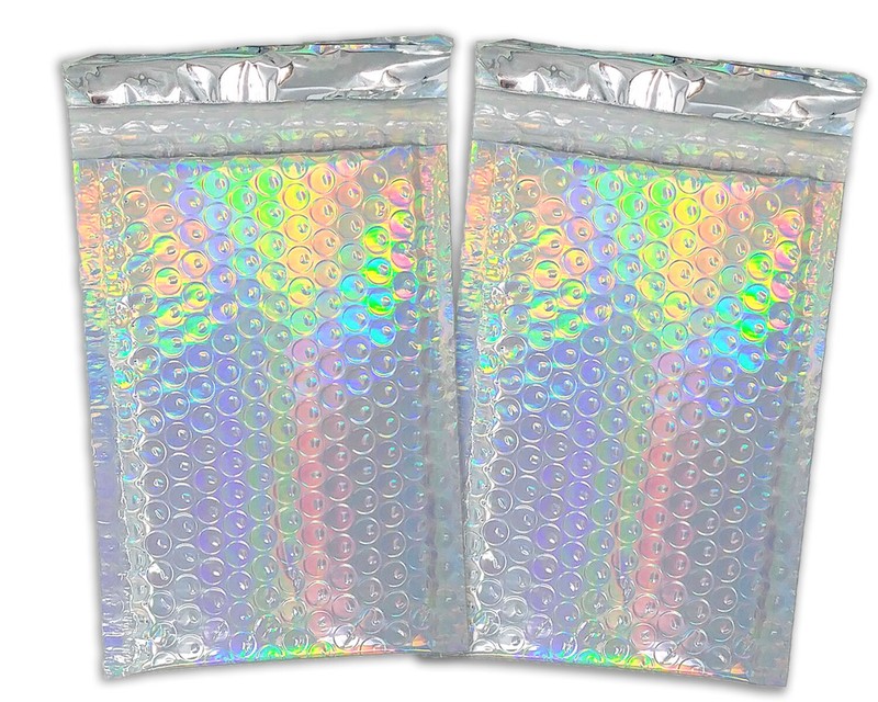 4X8 Holographic, Sunset Peach Bubble Mailers, Metallic Padded Shipping Mailing gallery