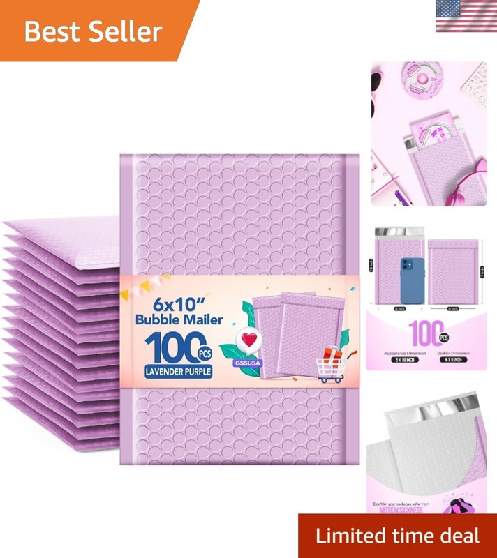 Stylish Lavender 6×10 Bubble Mailer Envelopes (100 Pack) for E-commerce Packing