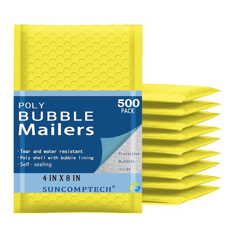 #000 4×8 (4×7) Poly Bubble Padded Envelopes Mailers Shipping Bag Yellow 500 PCS