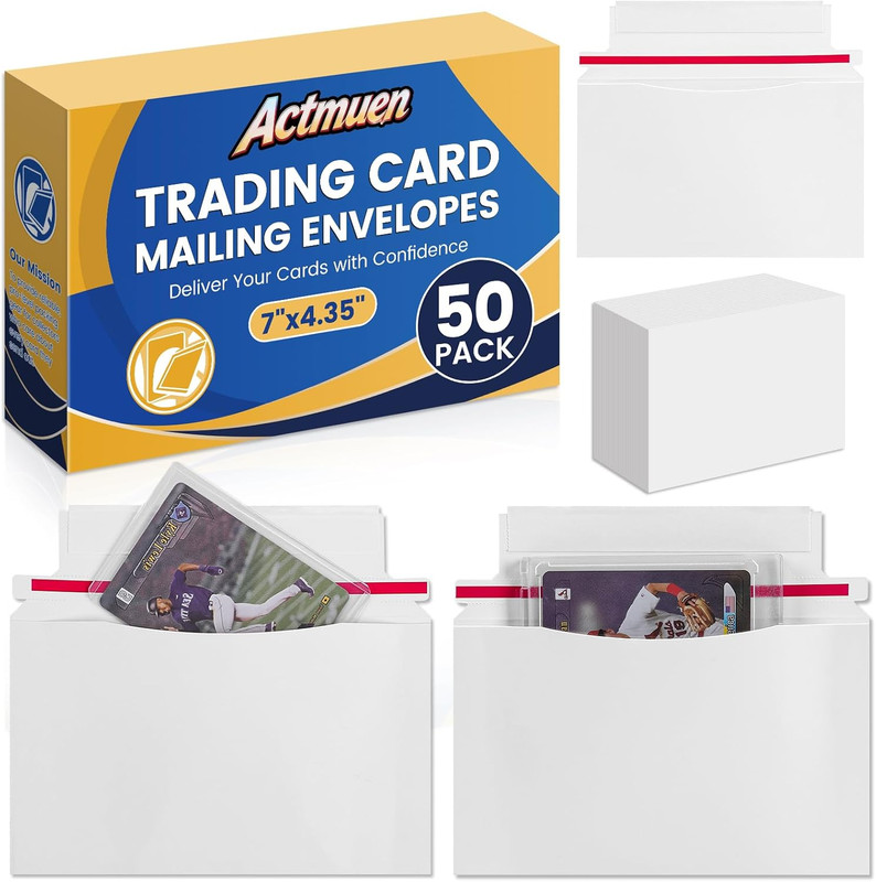 50 Pack Mailer Trading Card Envelopes，7″ X 4.35″ Trading Card Mailers for Shippi