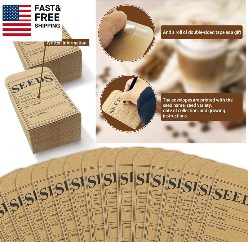 200 Pieces Seed Saving Envelopes, 3.2X4.8 Inch Seed Packets Envelope, Sealing Kr gallery