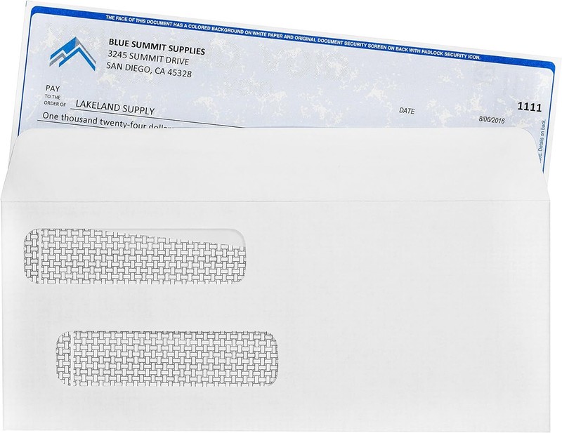 500#8 Gummed Double Window Security Check Envelopes - Designed for Quickbooks Ch gallery
