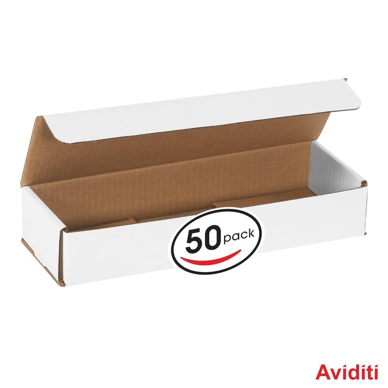 50 Pack Lightweight 12" x 4" x 2" White Corrugated Mailers - Secure Shipping gallery