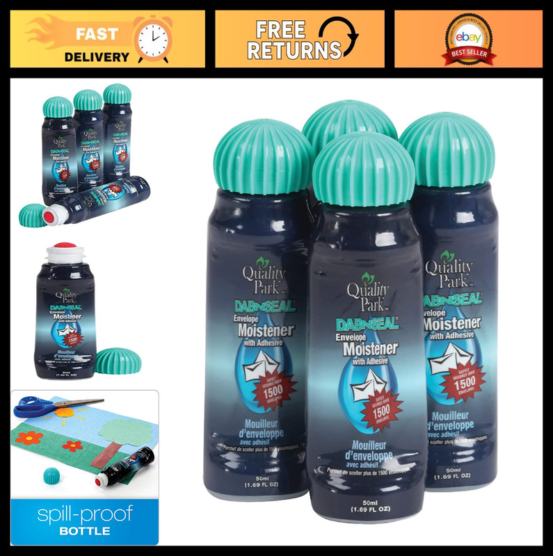 Envelope Moistener with Adhesive, 50ML Bottle, 4 Pack – Seal & Stick Easily!