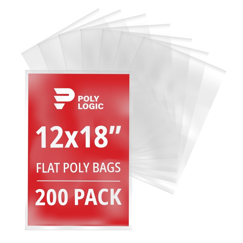 Clear 12″ x 18″ Flat Poly Mailer Bags 1 Mil Thick (200-Pack) | Plastic Flat P…