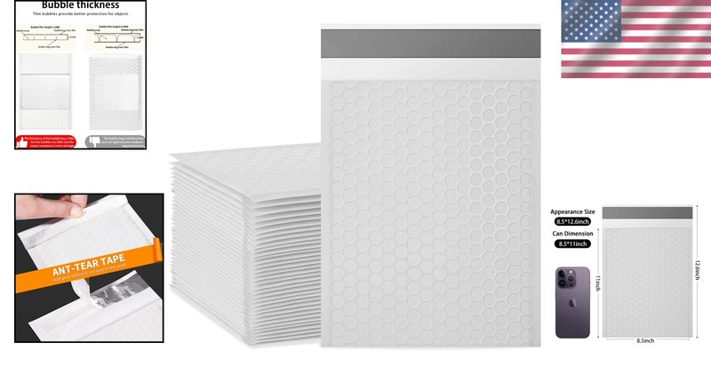 50 Pack of 8.5x11 Inch Self-Seal Bubble Mailers - Waterproof & Durable Envelopes gallery