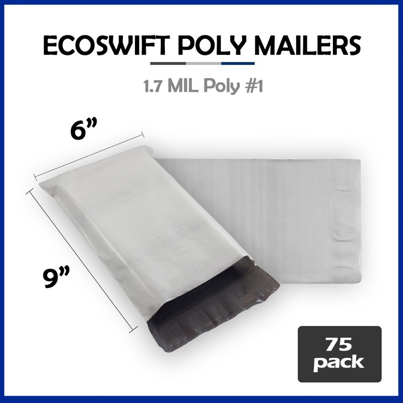 75 6×9 EcoSwift Poly Mailers Plastic Envelopes Shipping Mailing Bags 1.7MIL