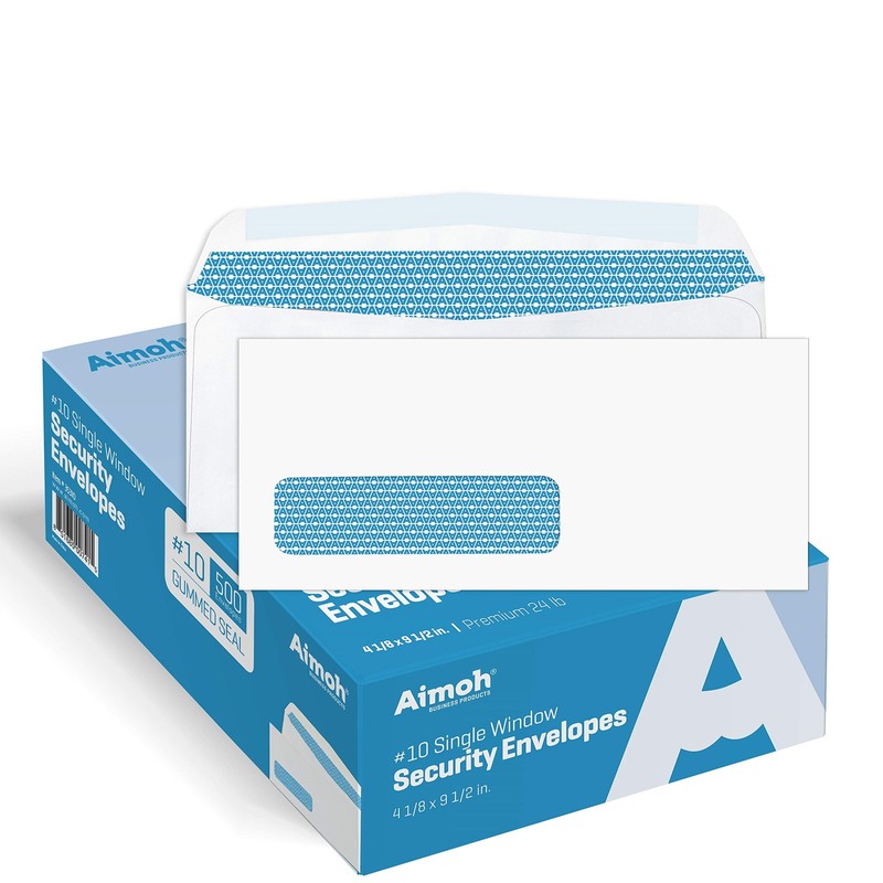 500 PCS #10 Left Window Security Envelopes 41/8x91/2 Inch 24 LB Gummed 35310