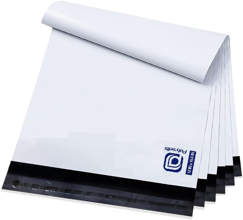 100 Pack 12X15.5 Inch White Poly Mailers Shipping Envelopes, Strong Adhesive Sea