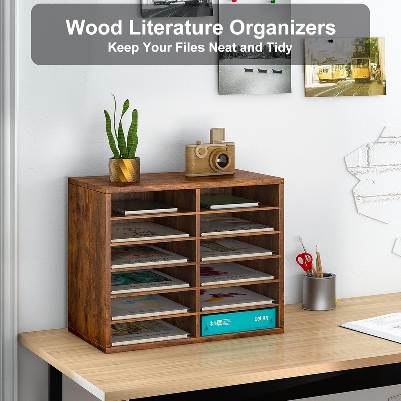 Pag Countertop Mail Sorter Organizer Wooden Literature Organizer Student gallery