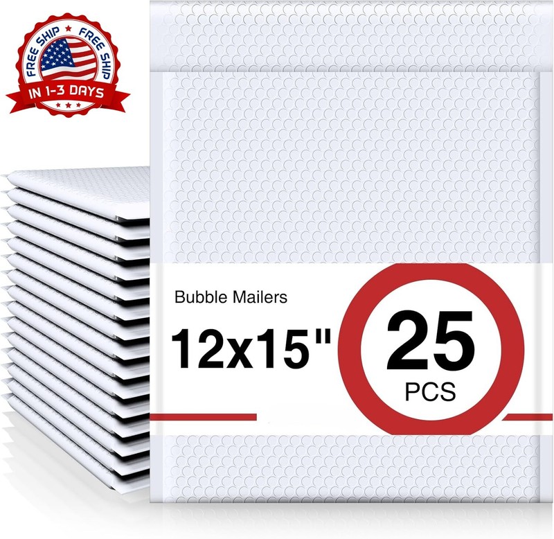 25 Sobres Aislada De Embalaje Acolchados De Polietileno Con Burbujas De 12×15″