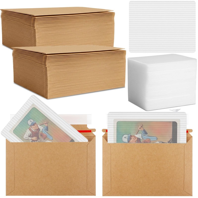 100 100 Pcs Trading Card Shipping Set 4 x 6” Trading Card Protector and Mail