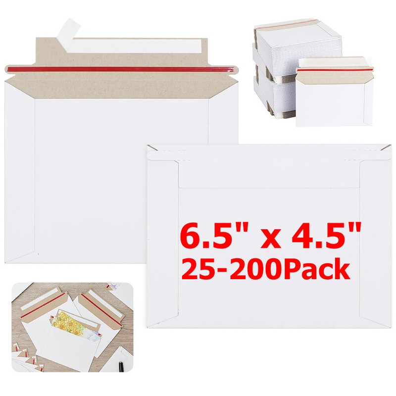 25-200Pack 6.5″ x 4.5″ Rigid Photo Shipping Flats Cardboard Envelope Mailers