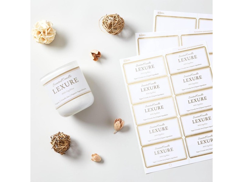 Avery Matte White Shipping Labels with Metallic Gold Borders, 2″ x 4″, 100 Blank