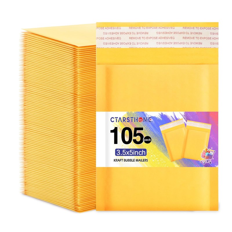 Ctarsthome 105Pack Yellow 3.5x5in Kraft Bubble Mailers Small Business Mailing…