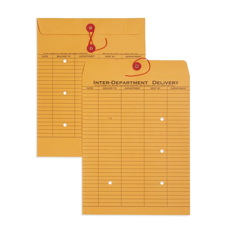 Interdepartment Envelopes with String One Size, Kraft
