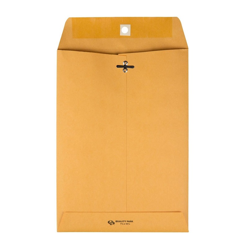 Quality Park Gummed Kraft Clasp Envelopes, 7.5 x 10.5, Box of 100 (37875) gallery