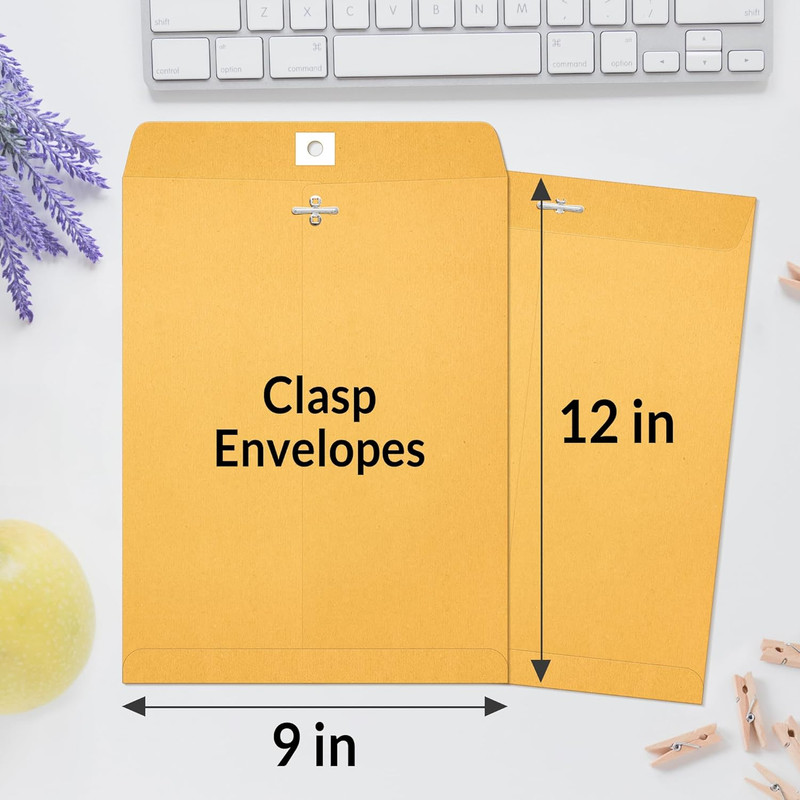 9"X12" Envelopes, 28-Lb Heavyweight Kraft Paper, 100 Count, Brown Envelopes with gallery