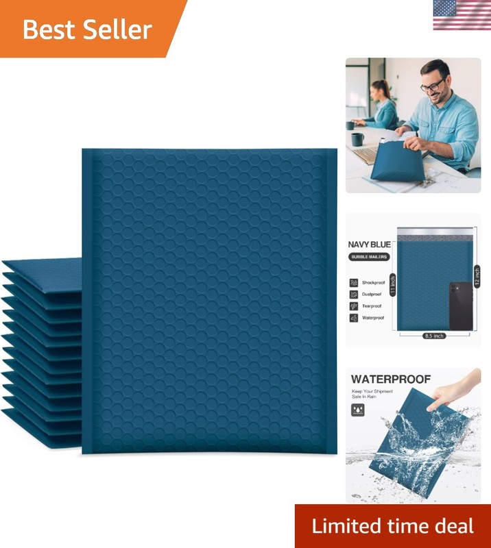 Bubble Mailers 8.5×12 Inch Navy Blue 25 Pack