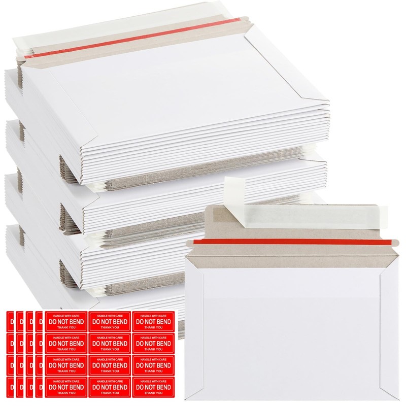 100 Pack 6.5×4.5 Inch Rigid Mailers Self Sealing Cardboard Envelopes, Stay Fl…