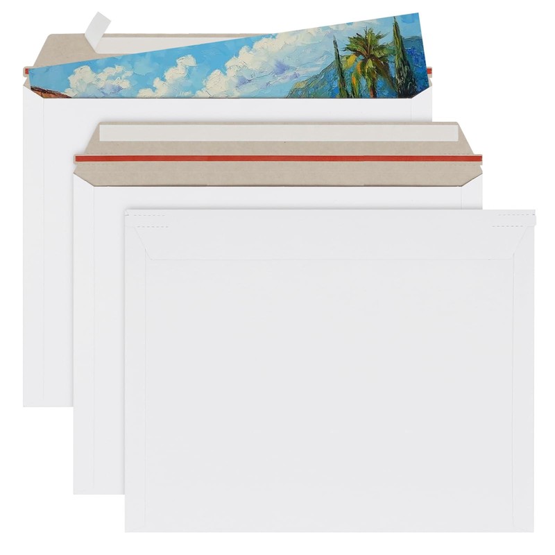 50 Pack 11×14 inch White Rigid Mailer, Self Seal Photo Document Mailers, Stay…