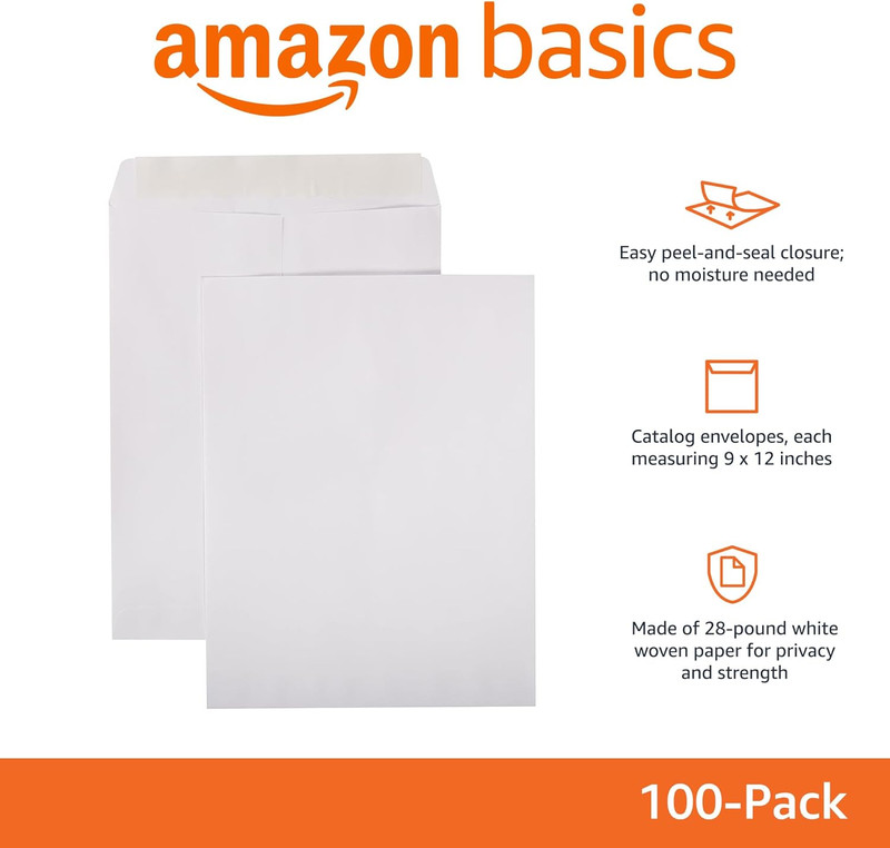 Catalog Mailing Envelopes, Peel and Seal, 9X12 Inch, Strong Quality, 28 Lb White gallery
