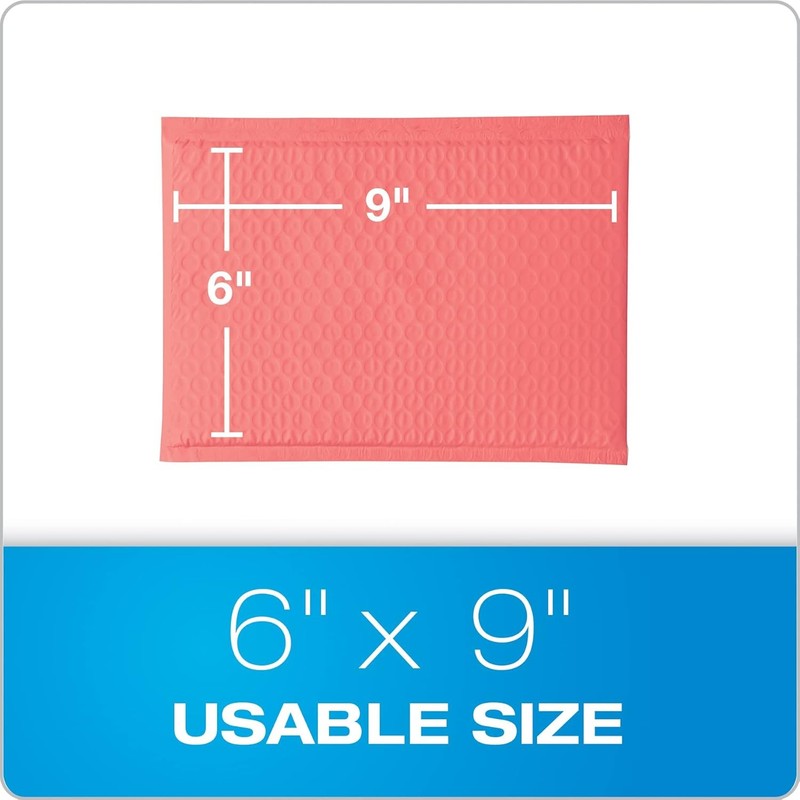 Quality Park Bubble Mailers, 6 x 9 Shipping Envelopes, Water Resistant Coral Pol gallery