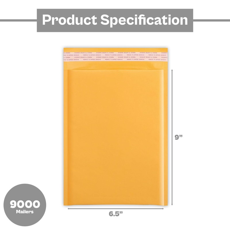 9000 6.5x10 Kraft Paper Padded Bubble Envelopes Mailers Shipping 6.5" x 10'' gallery