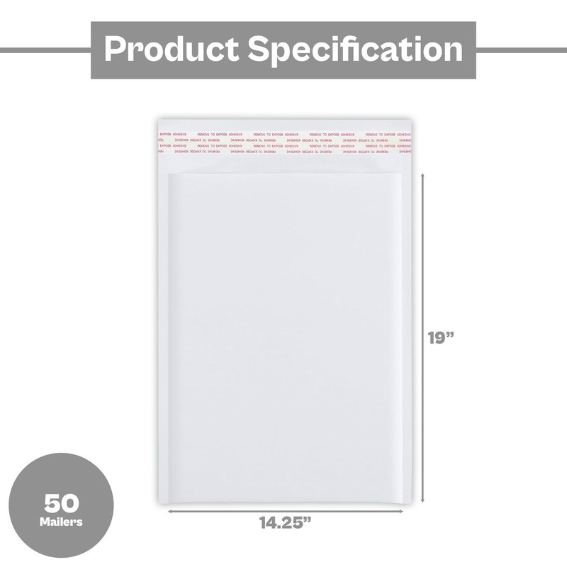 50 Pieces White Kraft Bubble Padded Envelopes 14.25 x 20 Mailing Mailers gallery