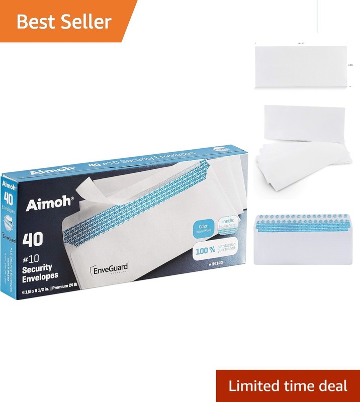 EnveGuard Security Tinted Self-Seal Envelopes 40 Count – 4-1/8×9-1/2 Inches