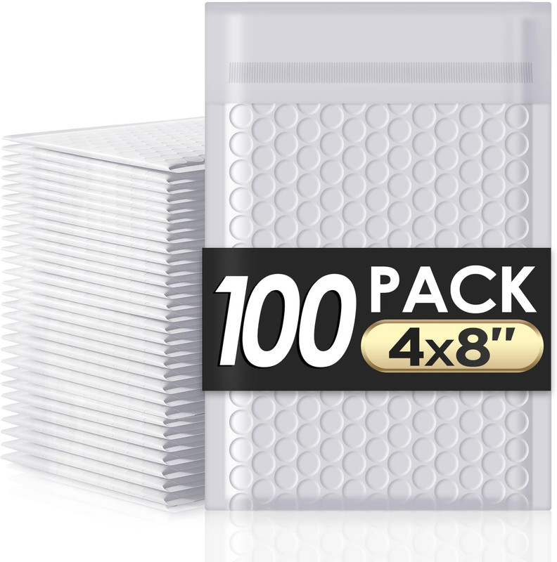 4×8″ Bubble Mailers 100 Pack Grey & White Padded Envelopes #000