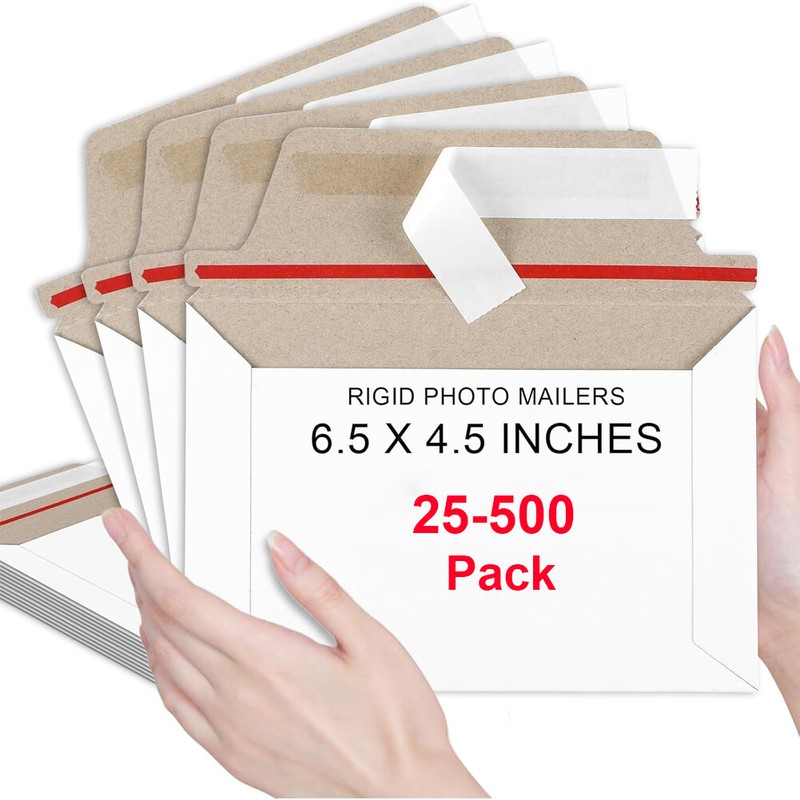 25-500 Flat Photo Mailers 6.5″x4.5″ Document Cardboard Envelope Self Seal Mailer