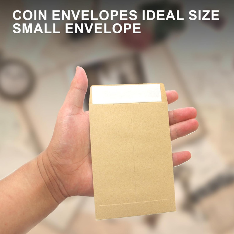 100 Pack Kraft Small Coin Envelopes, 3.23"4.53", Brown, Fully Sealed Seed Envelo gallery
